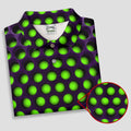 3D Effect Circular Pattern Green Golf Shirt, Cool Golf Outfit, Men's Funny Golf Shirts, Polo Shirts For Men