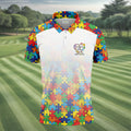 In A World Where You Can Be Anything Be Kind Autism Awareness Puzzle Pattern White Fade Golf Shirts For Men