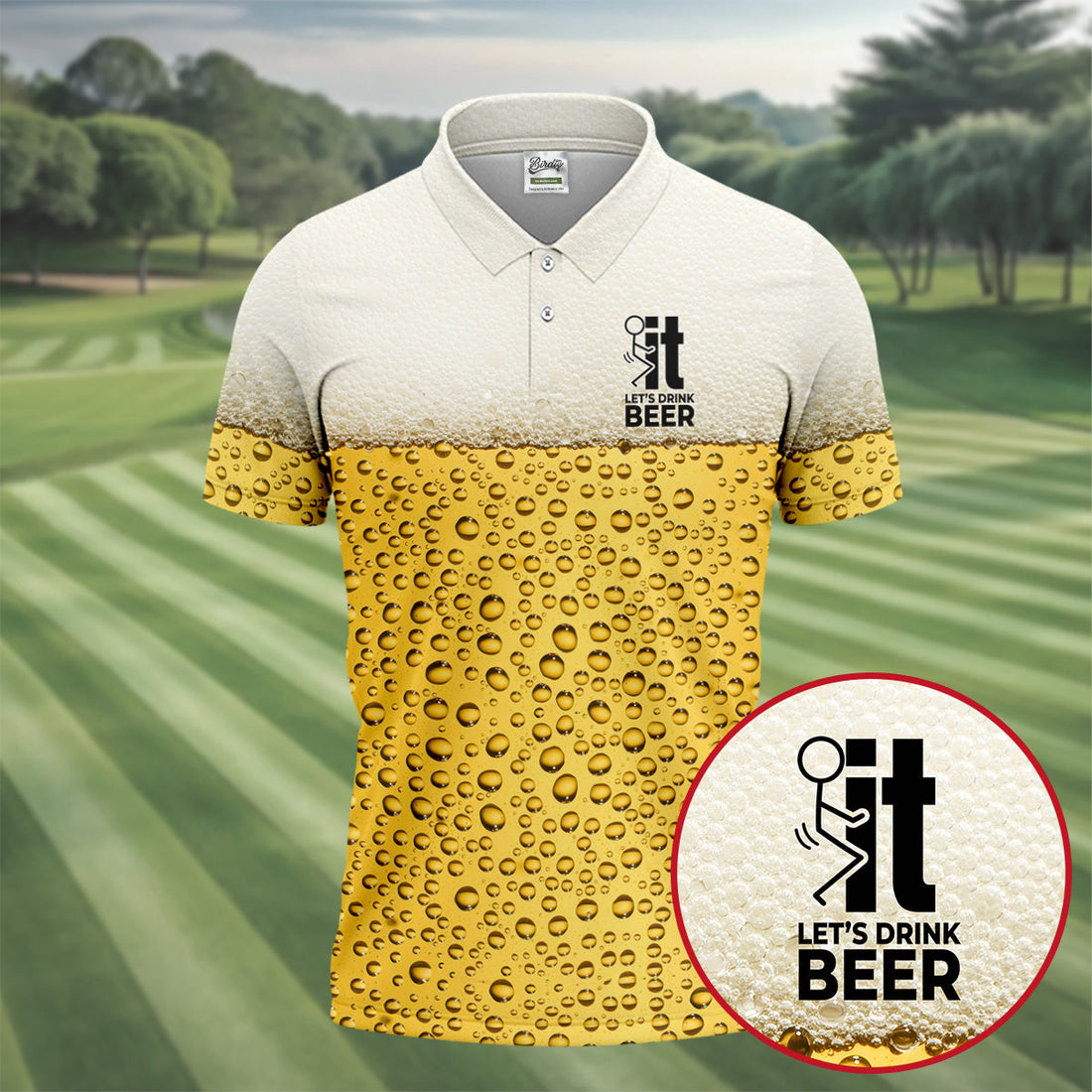 Beer Foam Sleeveless Golf Shirt, Golf Shirts For Men, Men's Golf Polo, Hawaiian Golf Shirt