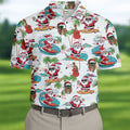 Surfing Santa Tropical Christmas Golf Shirt, Christmas Golf Shirt, Golf Apparel For Men
