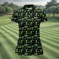 Three Leaf Clover Golf And Beer St Patrick's Day Black Golf Shirt, Women's Golf Shirts, Ladies Golf Polos