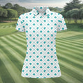 Grid Pattern Shamrock Golf Shirt, St Patrick's Day Women's Golf Tops, Ladies Golf Polos, Golf Shirt For Women