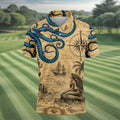 Mermaid Princess Vintage Nautical Hawaiian Golf Shirt, Men's Golf Shirt, Polo Shirts For Men