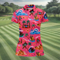 Pink Bigfoot Aloha Beach Vacation Golf Shirt, Golf Polo For Women, Printed Golf Shirt