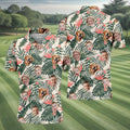 Tropical Floral Pattern Custom Hawaiian Shirts With Face, Men Polo Shirt, Long Sleeve Golf Shirts
