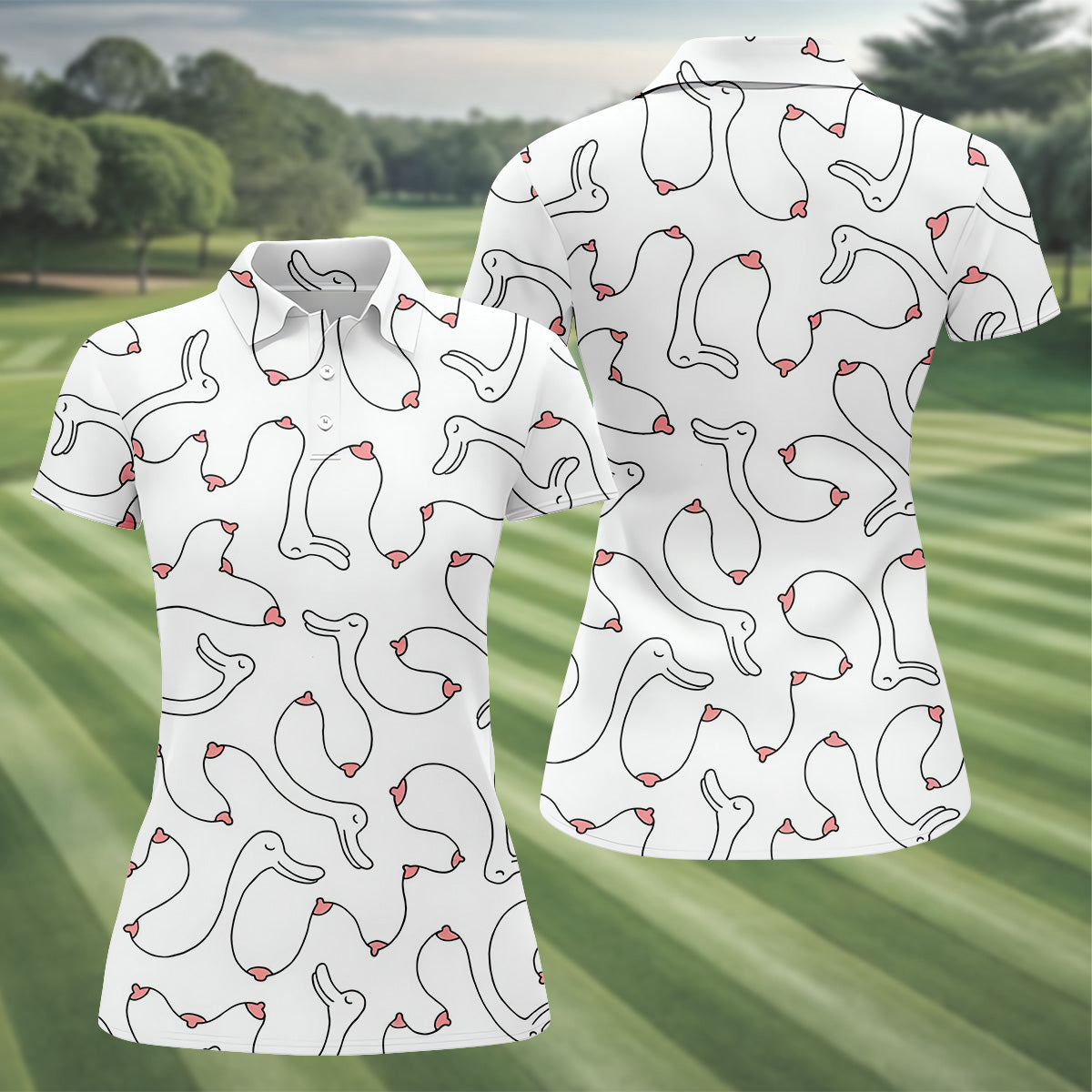 Funny Goose Womens Golf Polo Shirt, Ladies Golf Clothes, Custom Ladies Golf Shirt