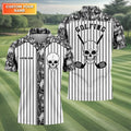 Custom Skull Polo Shirt, Golfing Apparel, Mens Golf Gift, Funny Golf Polos