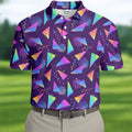 Retro Memphis Geometric Pattern Golf Polo Shirt, Men's Golf Shirt, Golf Apparel For Men