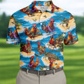 Cool Rooster Beach Vacation Hawaiian Golf Shirt, Mens Golf Polo, Printed Golf Shirts