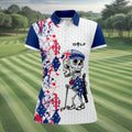 Swing Swear Look For Ball Repeat Australia Flag Print Skeleton Golfer Argyle Golf Shirt, Women's Golf Tops