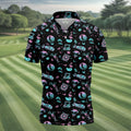 Flamingo Tropical Gradient Colors Retro Golf Shirt, Golf Tops For Men, Golf Shirts For Men