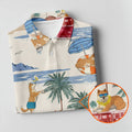 Tropical Shiba Inu Beach Pattern Hawaiian Golf Polo, Golf Tops For Women, Golfing Apparel