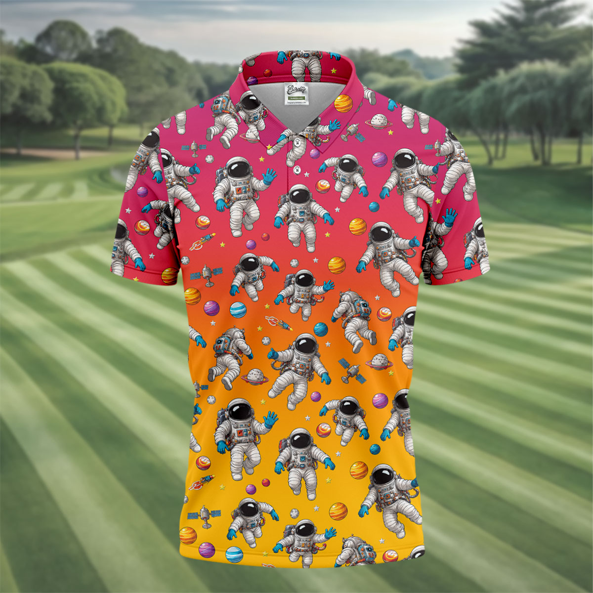 Space Astronaut Hawaiian Golf Shirt, Men's Golf Shirt, Polo Shirts For Men