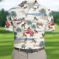 German Shepherd Beach Vacation Golf Polo Shirt, Mens Golf Polo, Golf Apparel For Men
