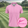Just Cure It Pink Ribbon Breast Cancer Golf Shirt, Mens Golf Polo, Printed Golf Shirts