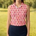 Funny Geometric Pink Golf Shirt, Women Golf Top, Ladies Sleeveless Tops, Women's Golf Shirts