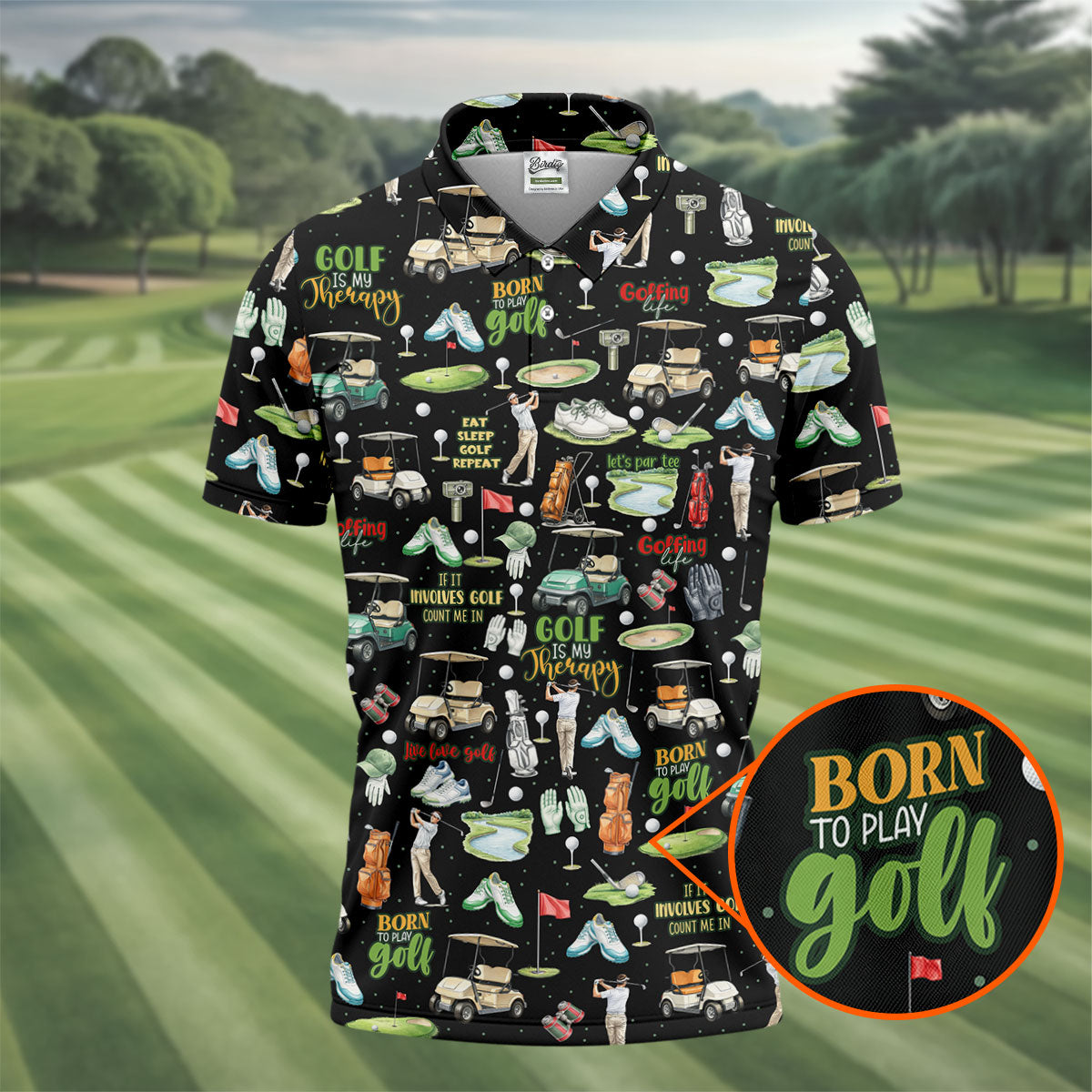 Born To Play Golf Let's Par Tee Black Golf Shirt, Men's Funny Golf Shirts, Golf Shirts For Men, Polo For Men