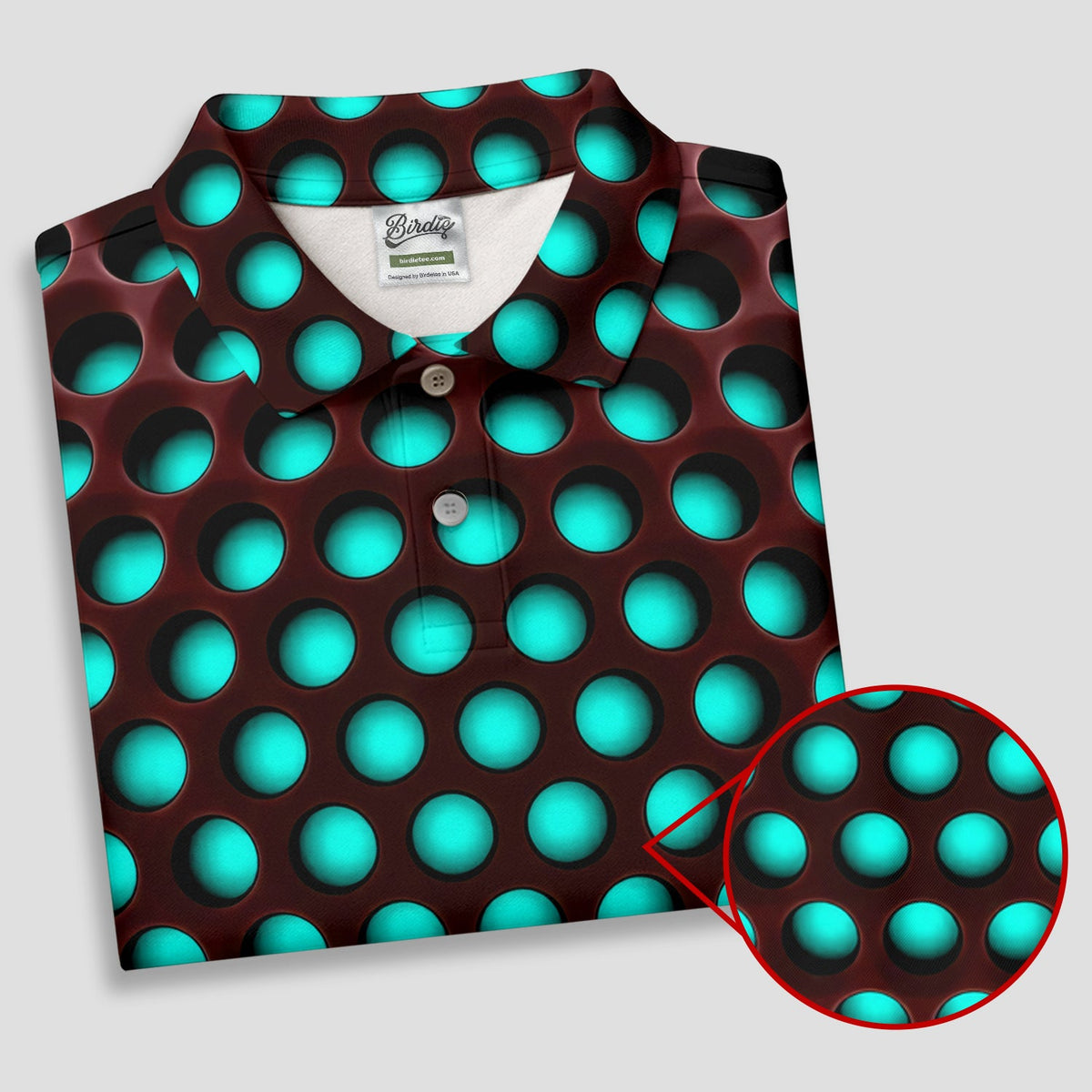 3D Effect Circular Pattern Blue Golf Shirt, Cool Golf Outfit, Women Golf Top, Ladies Golf Shirts