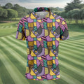 Halloween Patchwork Pattern Golf Polo Shirt, Men's Golf Shirt, Hawaiian Golf Shirt