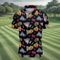 Abstract Geometric Leopard Zebra Animal Stripes 80s 90s Style Golf Tops For Men, Golf Shirts For Men