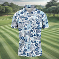 Retro Spacecraft Hawaiian Golf Polo Shirt, Men's Golf Shirt, Printed Golf Shirts