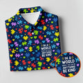 In A World Where You Can Be Anything Be Kind Autism Awareness Puzzle Pattern Navy Golf Shirt, Golf Shirt For Women