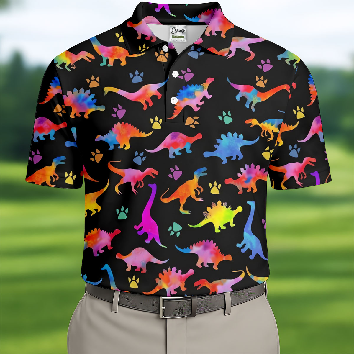 Dinosaur Lover Colorful Golf Shirt, Men’s Golf Shirt, Golf Polo Shirts For Men