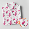 Pink Flamingo Golf Bag Breast Cancer Polo Shirt, Women’s Golf Polo, Ladies Golf Shirts
