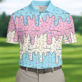Ice Cream Drip Hawaiian Golf Shirt, Summer Sweets Men's Golf Shirt, Polo Shirts For Men