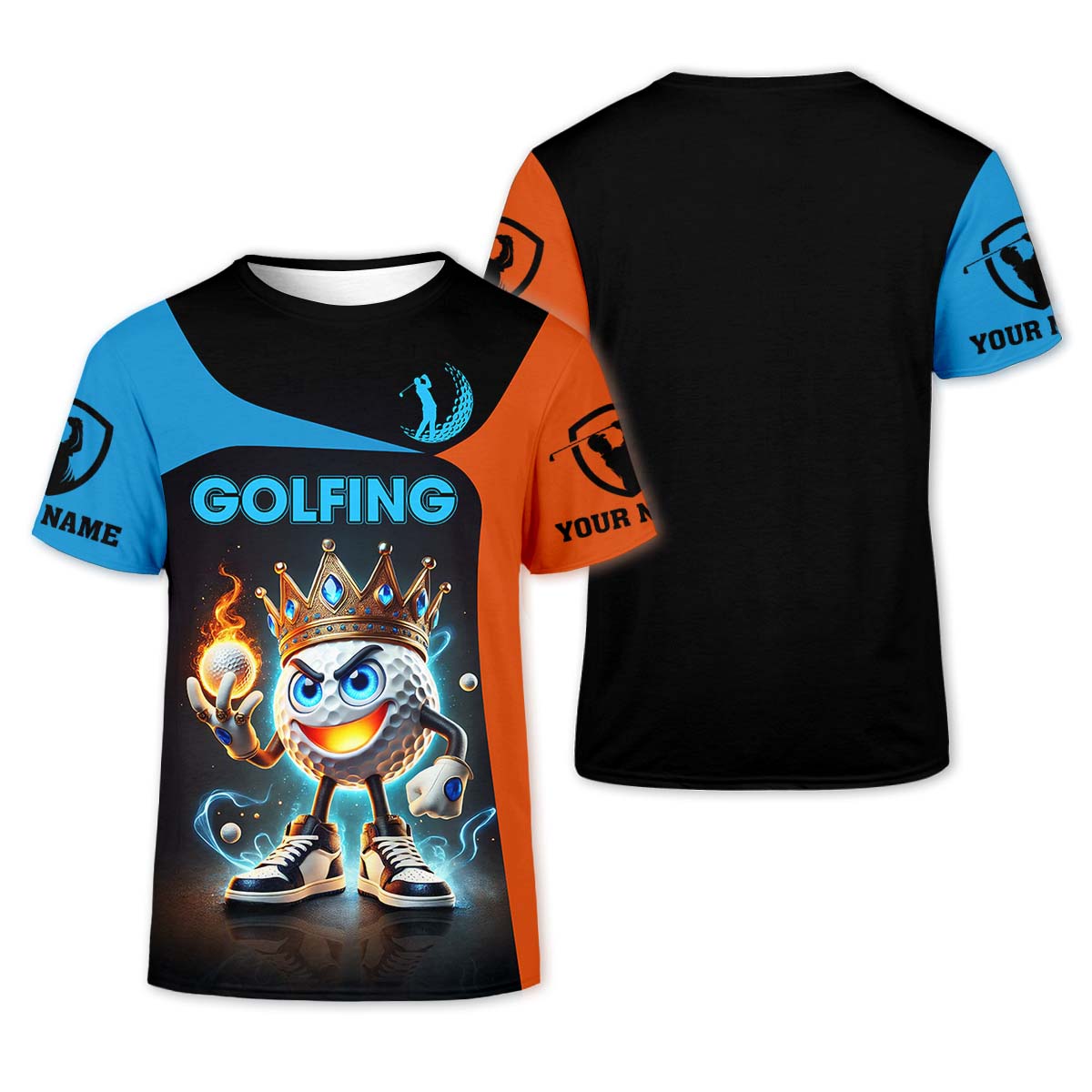 Fire Crown Funny Golf Polo Shirt, Golfing Apparel, Golf Gift For Men