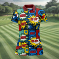 Birdie Tee Off Putt Comic Golf Shirt, Women's Golf Tops, Golf Shirts For Women