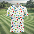 Colorful Bunny Funny Golf Shirt, Easter Bunny Pattern Golf Tops For Men, Golf Shirts For Men