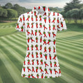 Colorful Dancing Character Pattern Polo Shirt, Printed Golf Shirt, Women’s Golf Apparel
