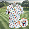 Christmas Characters Golf And Beer White Men's Funny Golf Shirts, Christmas Golf Shirt, Polo Shirts For Men