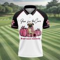 Paws For The Cure Pug Breast Cancer Polo Shirt, Men's Golf Shirt, Mens Golf Apparel