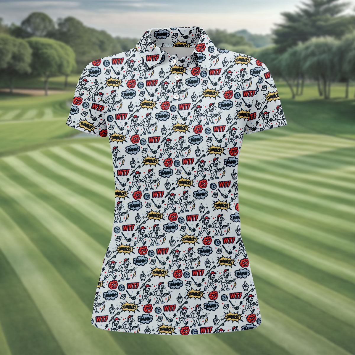 Tropical Beach Golf Paradise Polo Shirt, Ladies Golf Tops, Women's Golf Apparel