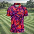 Purple Palm Tree Tropical Island Golf Shirt, Mens Golf Polo, Printed Golf Shirts