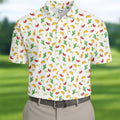 Tropical Vibe Hawaiian Pattern White Golf Shirt, Golf Tops For Men, Golf Gift For Men