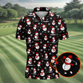 Cute Snowman Golf Pose Black Golf Shirt, Christmas Golf Shirt, Golf Shirts For Men, Golf Gift For Men