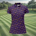 Purple Gravestone Bat Halloween Pattern Polo Shirt, Golf Polo For Women, Ladies Golf Top