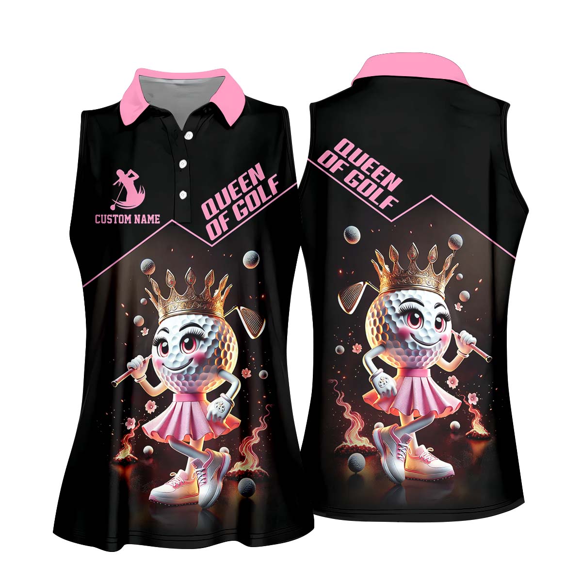 Queen Of Golf Custom Womens Golf Polo Shirt, Golfing Apparel, Womens Golf Gifts