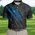 Blue Claw Marks Hawaiian Golf Shirt, Scratch Print Men's Golf Shirt, Polo Shirts For Men