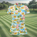Funny Santa Duck Float Tropical Christmas Polo Shirt, Womens Golf Polo, Hawaiian Golf Shirt