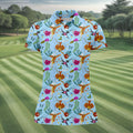 Hummingbird Paradise Golf Shirt, Tropical Flower Garden Pattern, Golf Shirt For Women
