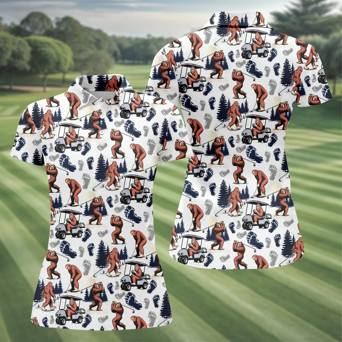 Sasquatch Golf Shirt, Bigfoot Shirt, Fun Womens Golf Shirts, Matching Golf Shirts, Ladies Golf Shirts