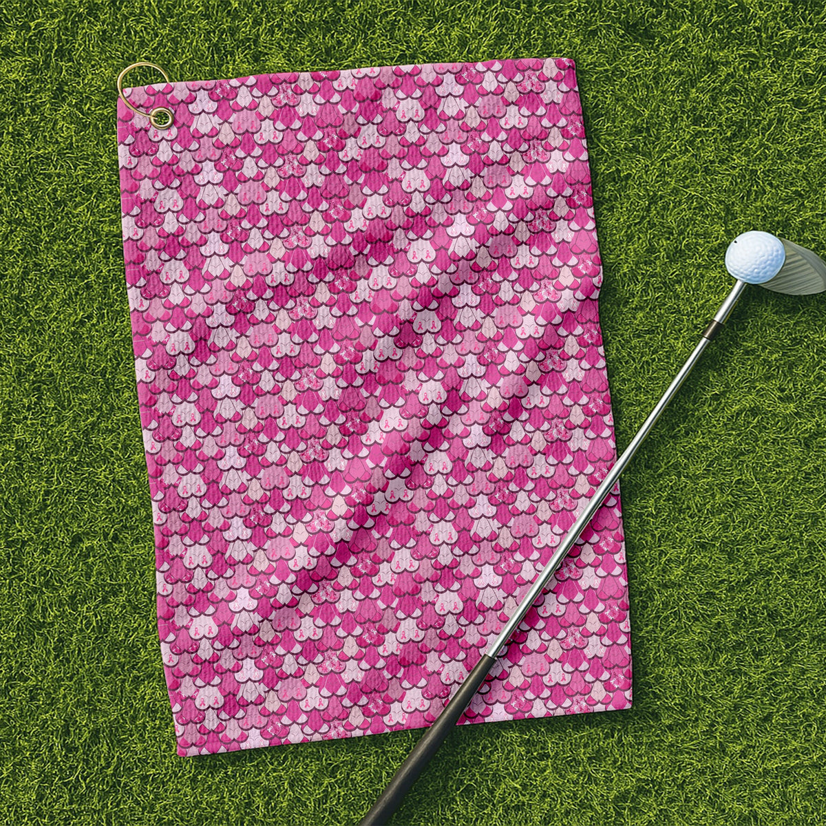 Pink Breast Cancer Golf Towel, Unique Gift For Golfer, Christmas Golf Gift, Golf Accessories