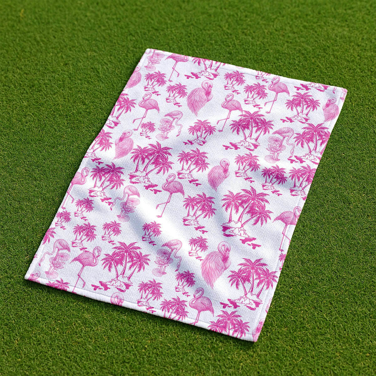 Funny Pink Flamingo Coconut Golf Towel, Golf Rag, Unique Gift Ideas For Men, Christmas Golf Gift
