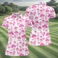 Flamingo Coconut Funny Womens Golf Polo Shirt, Ladies Golf Clothes, Custom Ladies Golf Shirt