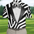 Zebra Pattern Funny Costume Hawaiian Golf Shirt, Polo Shirts For Men, Golf Shirts For Men