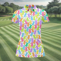 Pastel Easter Peeps Daisy Pattern Women Golf Top, Cute Golf Outfit, Ladies Golf Shirts